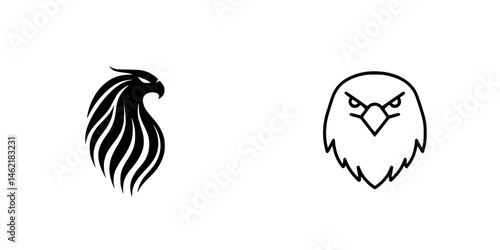 Vector illustration of a fierce eagle and a majestic hawk, showcasing detailed designs that emphasize their unique characteristics