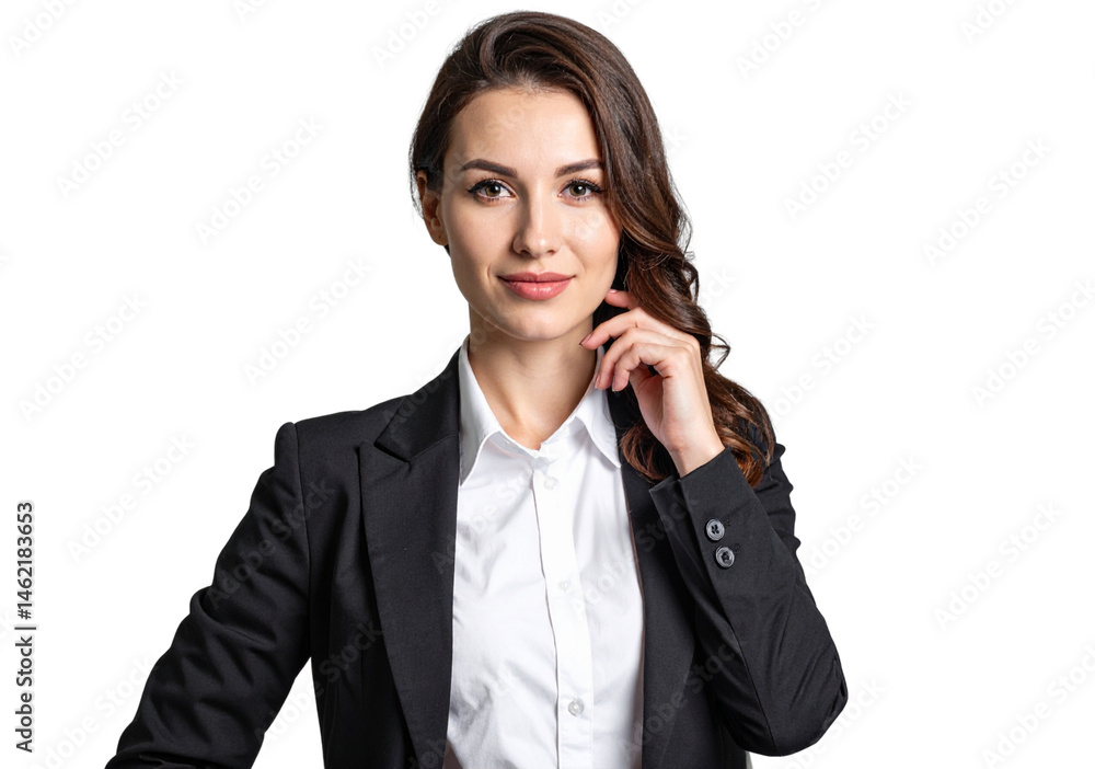 Portrait of a beautiful woman in a business suit, isolated on a transparent background Portrait of a beautiful woman in a business suit, isolated on a transparent background