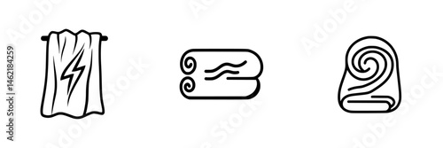 Vector illustration icons representing different textile items found in various settings