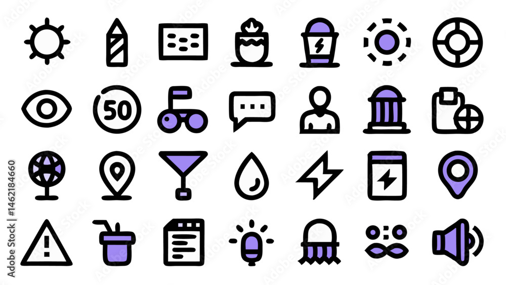 Stylish and minimalistic flat linear conceptual icons set suitable for business presentations digital dashboards app development and creative visual content Stylish and minimalistic flat linear conceptual icons set suitable for business presentations digital dashboards app development and creative visual content
