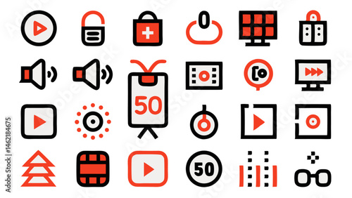 Flat linear conceptual icons ideal for user interface enhancement data visualization and digital storytelling designed with a clean and professional aesthetic