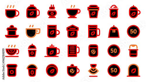 Creative set of conceptual icons in flat linear design style representing digital technology abstract concepts and modern interface elements for versatile design use