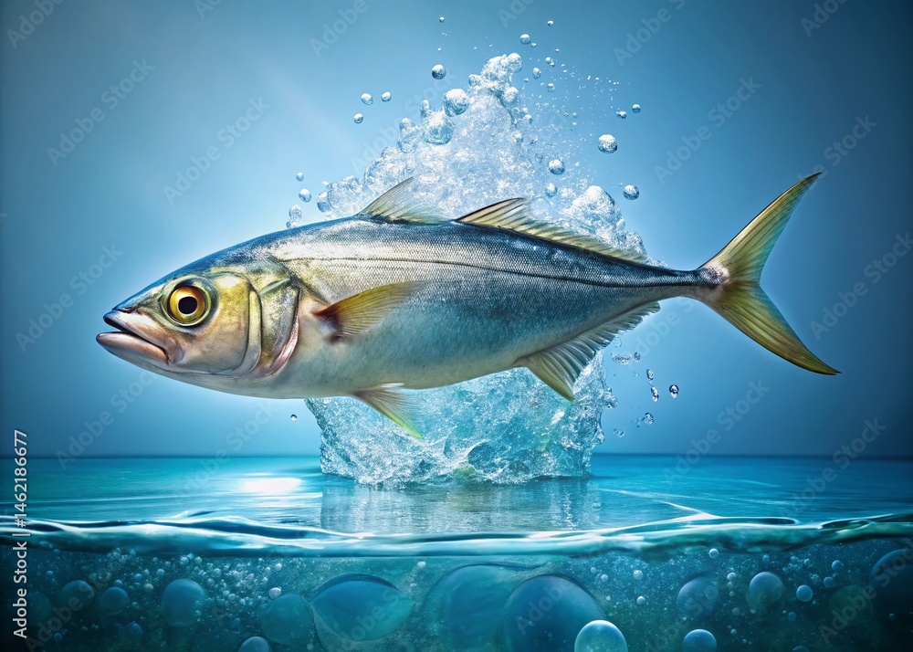 Fototapeta premium Fresh Istavrit (Horse Mackerel) Swimming in Aquarium - High-Quality Stock Photo