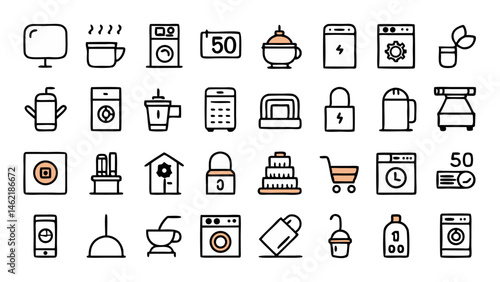 Set of conceptual icons vector icons in flat linear style for user experience design