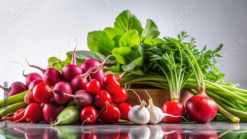 Fresh Radishes & Vegetables, Minimalist Food Photography