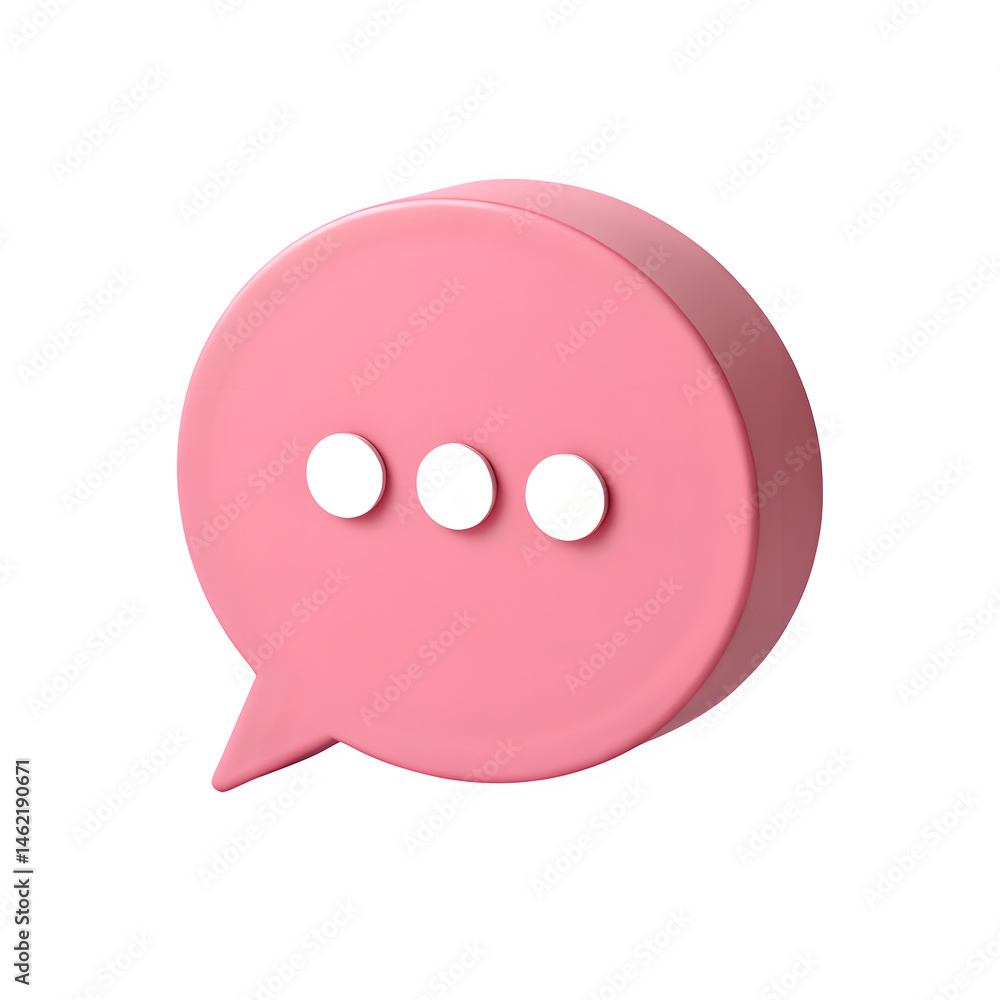 Fototapeta premium Minimalist 3D Pink Speech bubble icon on transparent background