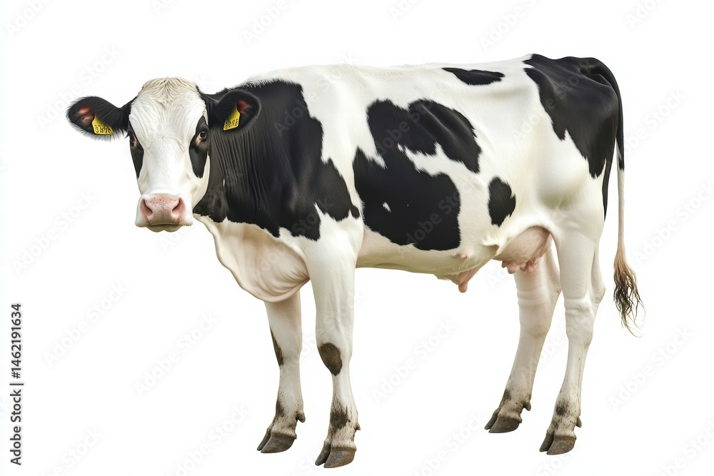 Ultra-realistic dairy cow isolated on white, perfect for Eid al-Adha or farming concepts Ultra-realistic dairy cow isolated on white, perfect for Eid al-Adha or farming concepts