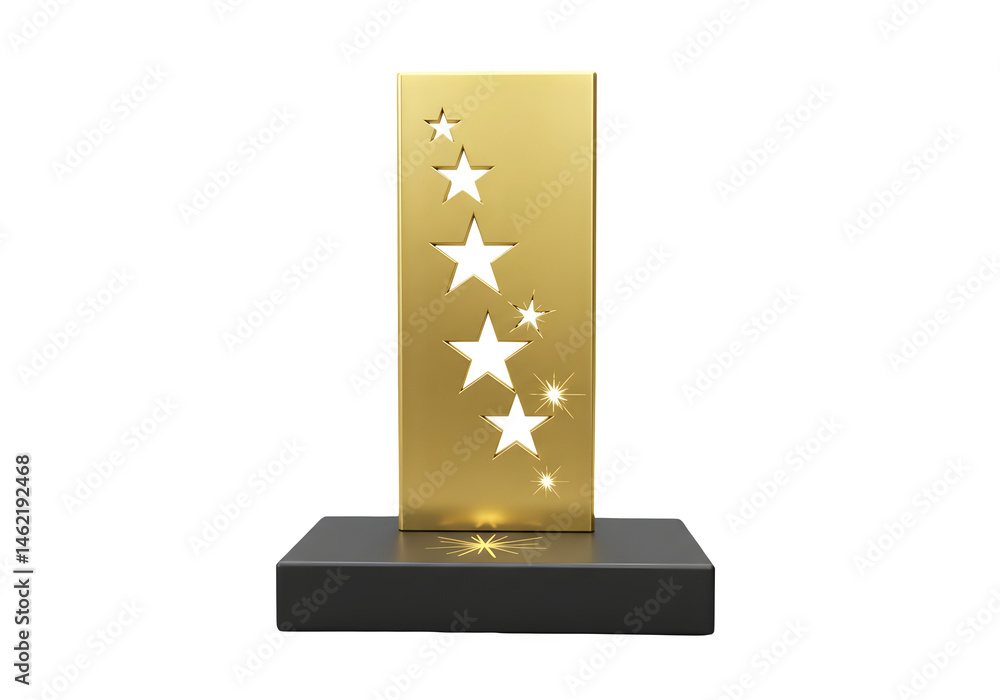 Elegant gold award with cut-out stars. Perfect for recognition!
