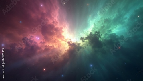 Wallpaper Mural An awe-inspiring view of a nebula in outer space, filled with vivid hues and stars, showcasing the beauty and mystery of the universe’s celestial wonders Torontodigital.ca