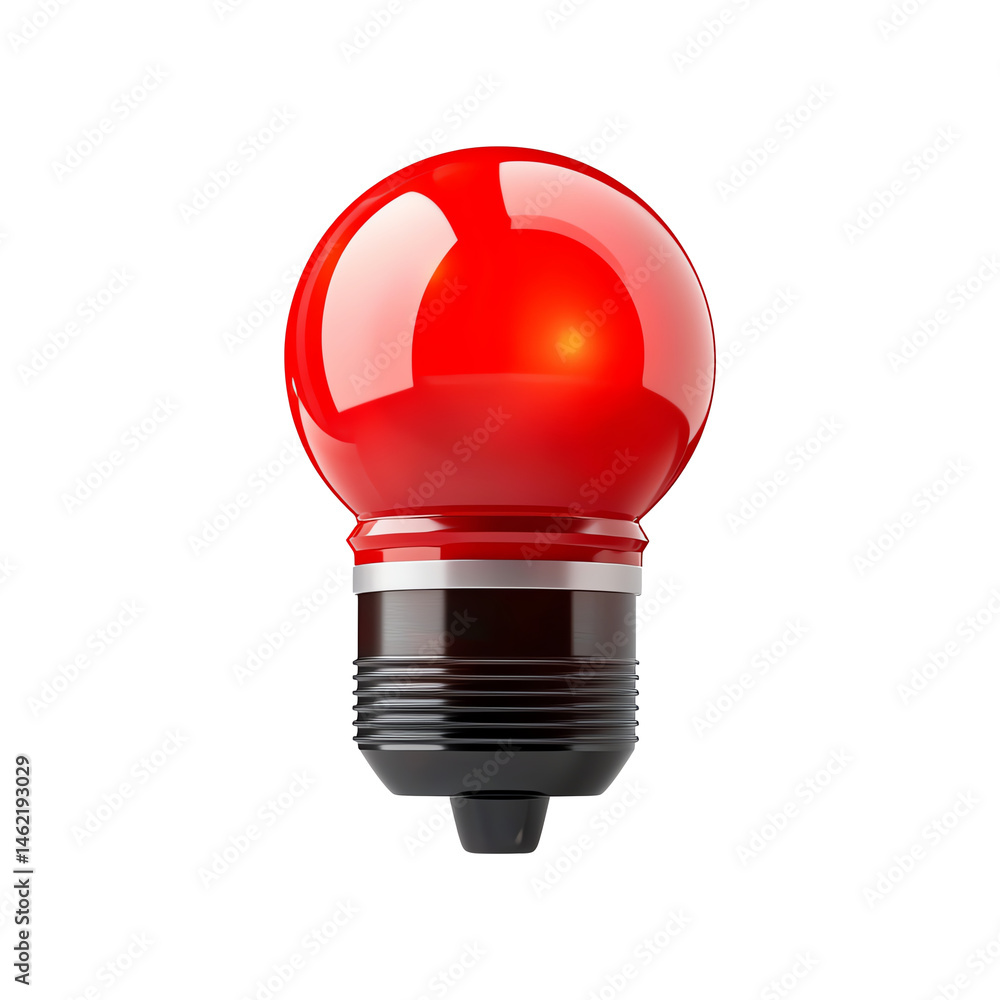A vibrant red light bulb, symbolizing alertness and attention. This image represents innovation and modern technology, suitable for various digital and print media.