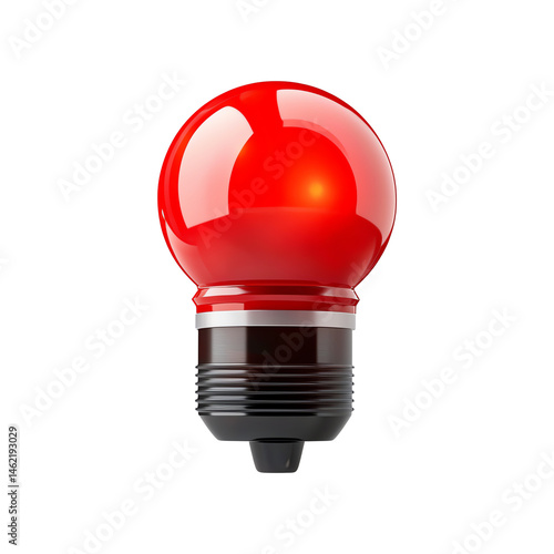 Obraz na płótnie A vibrant red light bulb, symbolizing alertness and attention. This image represents innovation and modern technology, suitable for various digital and print media. w salonie