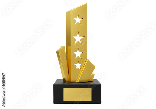 Obraz na płótnie Golden award trophy with three stars. Achievement and success concept. w salonie