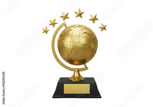 Obraz na płótnie Golden globe award with five stars. Perfect for global achievement. w salonie