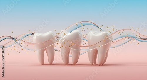 Obraz na płótnie Healthy teeth, clean and bright. Oral hygiene visualized. w salonie