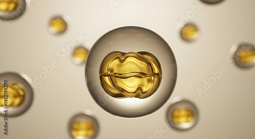 Obraz na płótnie Abstract golden spheres in a beige background. Intriguing and luxurious. w salonie