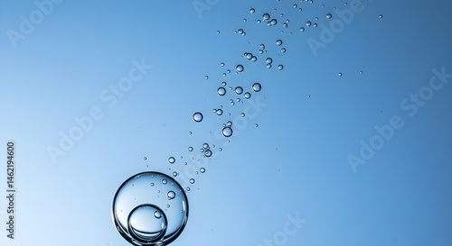 Obraz na płótnie Water bubbles rising in a clear blue liquid, creating a refreshing and serene image. w salonie
