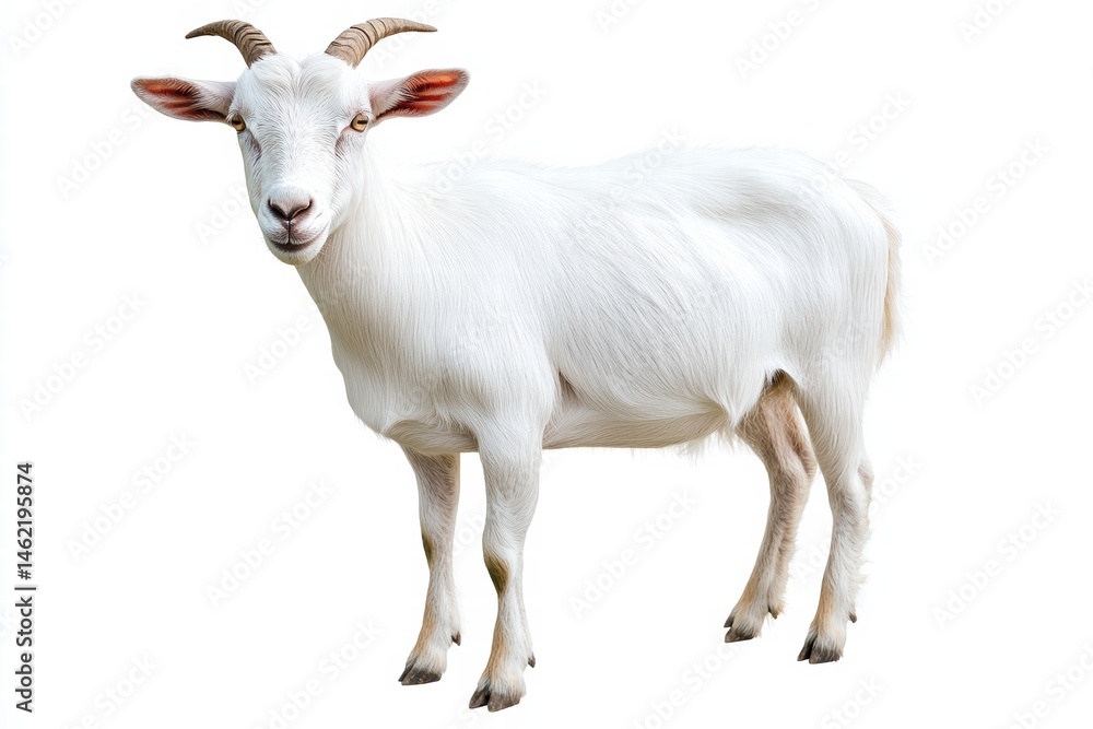 High-quality photo of a goat, clean backdrop, great for Islamic festivals and livestock visual High-quality photo of a goat, clean backdrop, great for Islamic festivals and livestock visual