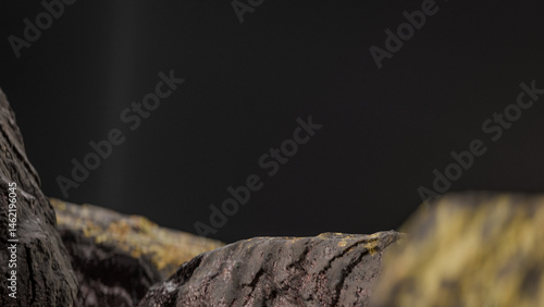 Schilderij op canvas Bottle of perfume is shown on a rocky surface
