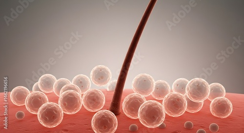Obraz na płótnie Microscopic view of skin cells and hair follicle. w salonie