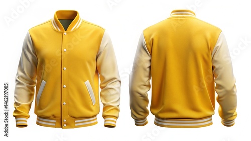 Yellow Varsity Jacket Front and Back View,