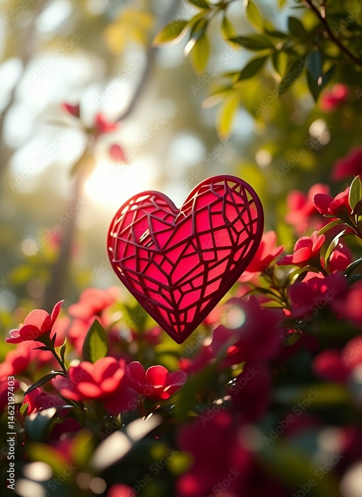 Serene Valentine's Scene with Red Flower Backdrop Serene Valentine's Scene with Red Flower Backdrop
