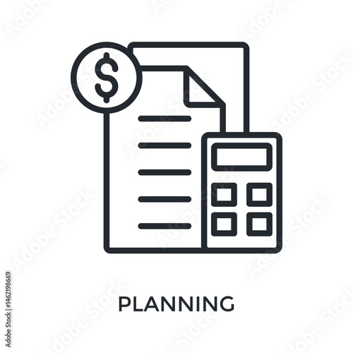 Planning Icon Outline Style. Vector Illustration For Graphic Design