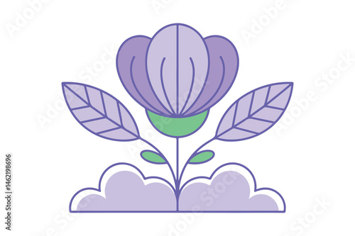 Simple purple outline of a flower shape
