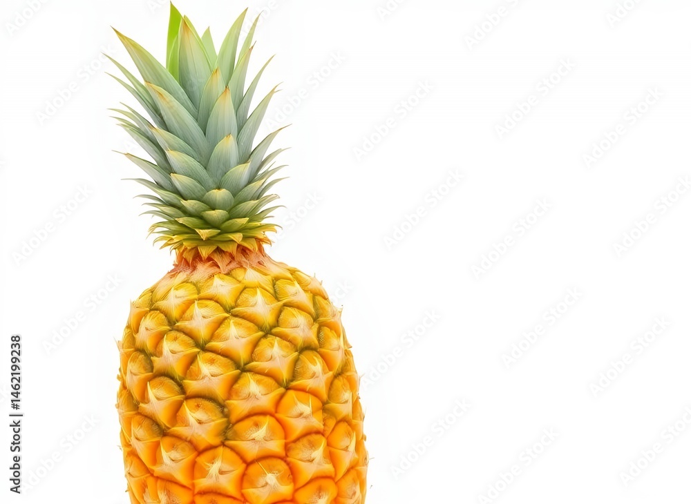 Fototapeta premium Bright Yellow Pineapple on White Background