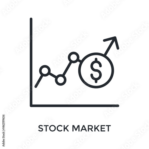 Stock Market Icon Outline Style. Vector Illustration For Graphic Design