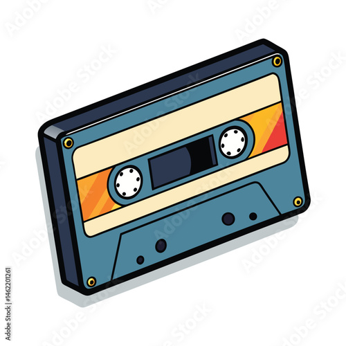 Black retro cassette flat illustration