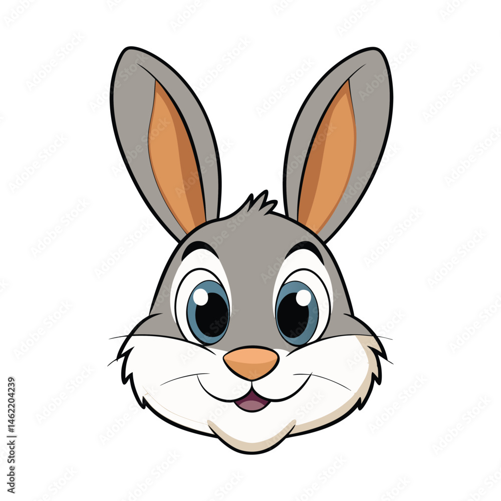 Fototapeta premium Cute hare face flat illustration on white background
