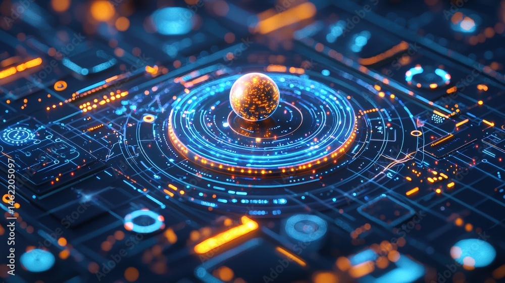 Fototapeta premium Futuristic digital sphere network interface technology