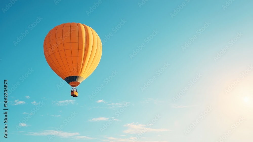 Fototapeta premium Golden hot air balloon soaring high