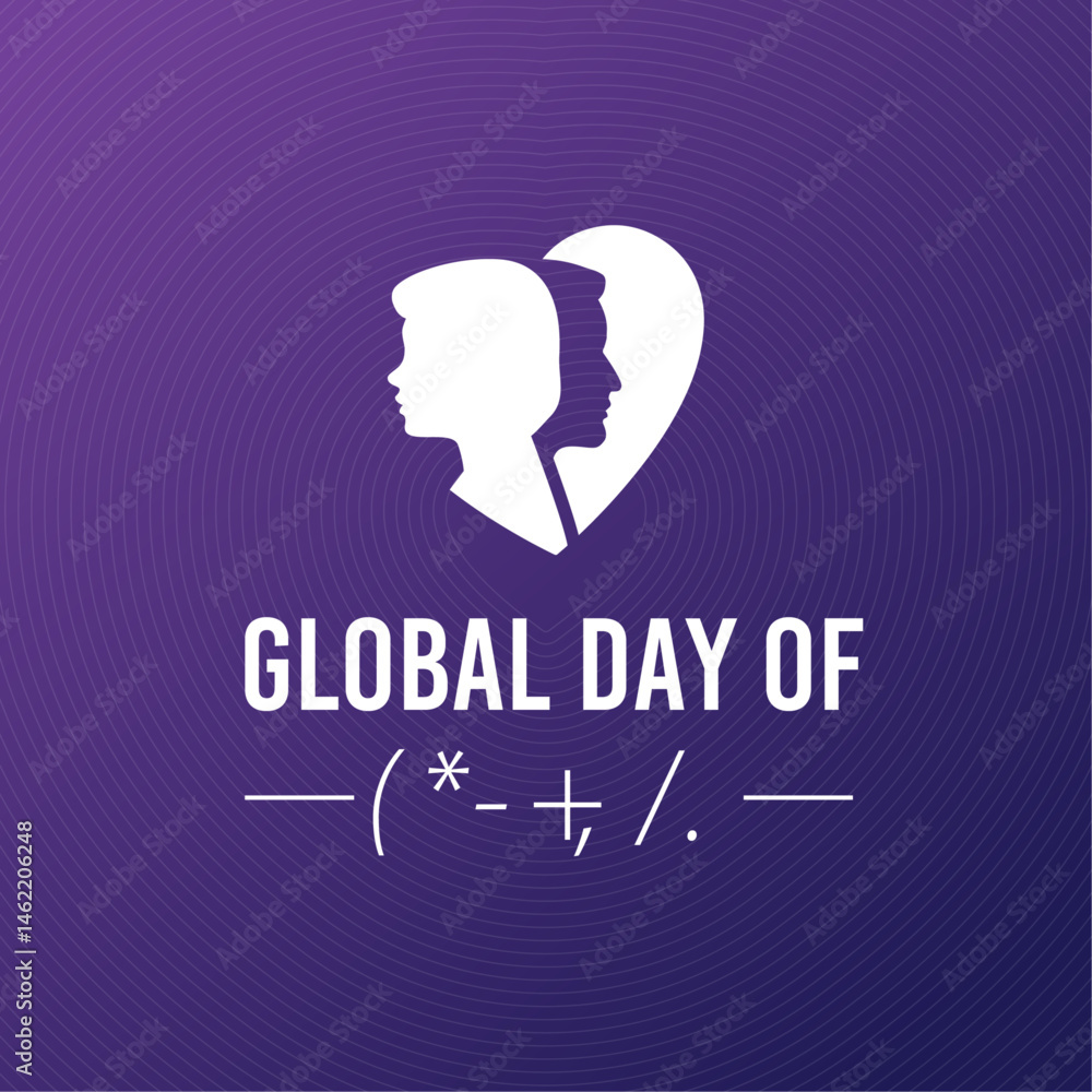 Modern Global Parents Day Poster with Silhouette Heart Icon Modern Global Parents Day Poster with Silhouette Heart Icon