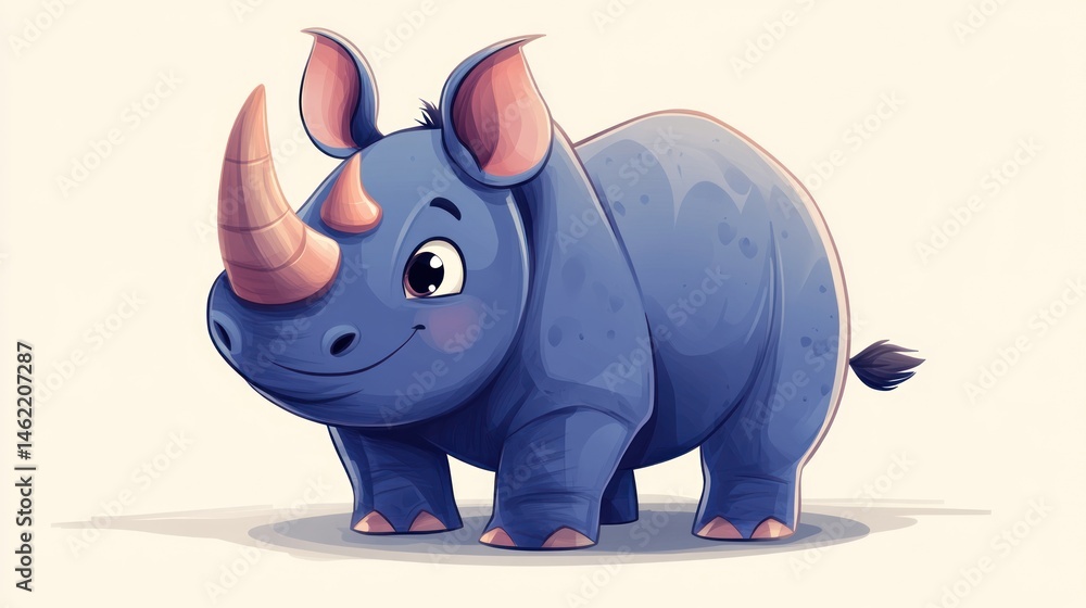 Fototapeta premium Cute cartoon rhino (2)