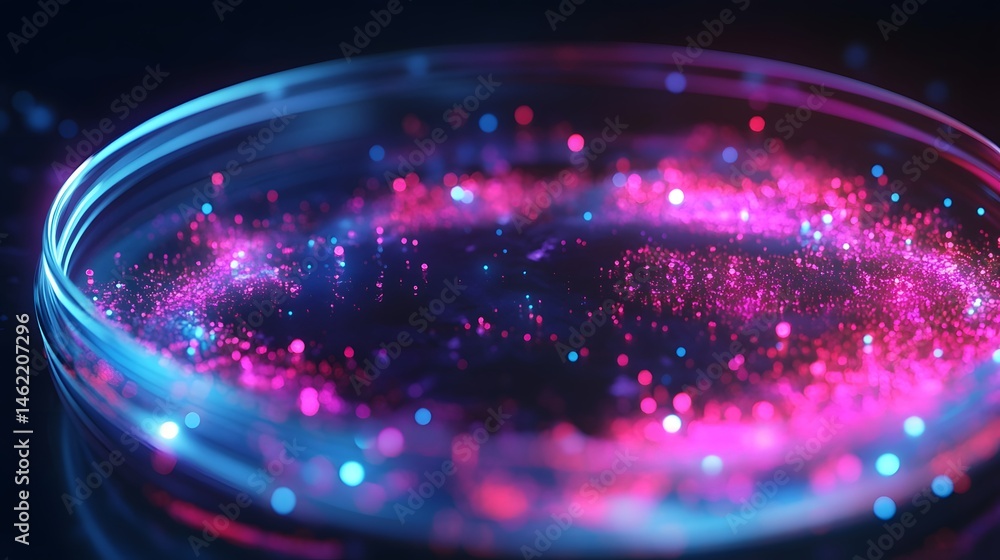 Obraz premium Detailed Microscopic View of Glowing Bacteria for Scientific Research Illustrations