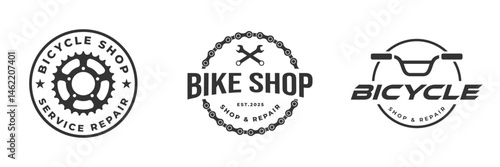 set bicycle logo vector illustration badge design, bicycle shop repair logo