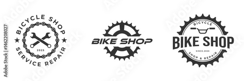 set bicycle logo vector illustration badge design, bicycle shop repair logo