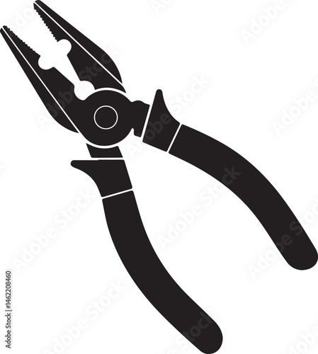 Pair of Pliers Silhouette Vector | Black Vector Art Illustration for Tool and Hardware