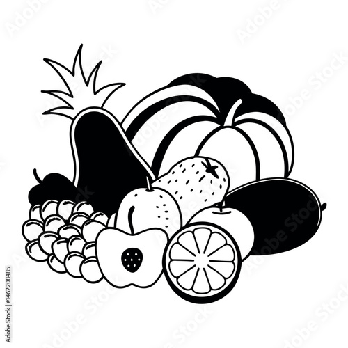 Fresh and Healthy Fruits and Vegetables Vector Art Bundle