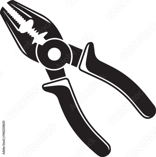 Pair of Pliers Silhouette Vector | Black Vector Art Illustration for Tool and Hardware