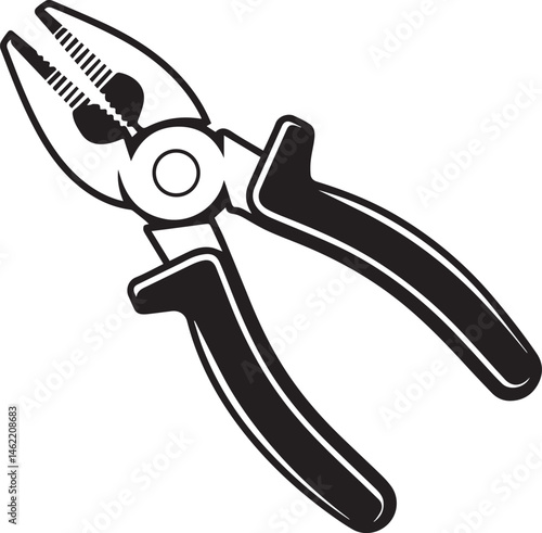 Pair of Pliers Silhouette Vector | Black Vector Art Illustration for Tool and Hardware