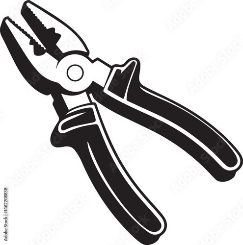 Pair of Pliers Silhouette Vector | Black Vector Art Illustration for Tool and Hardware