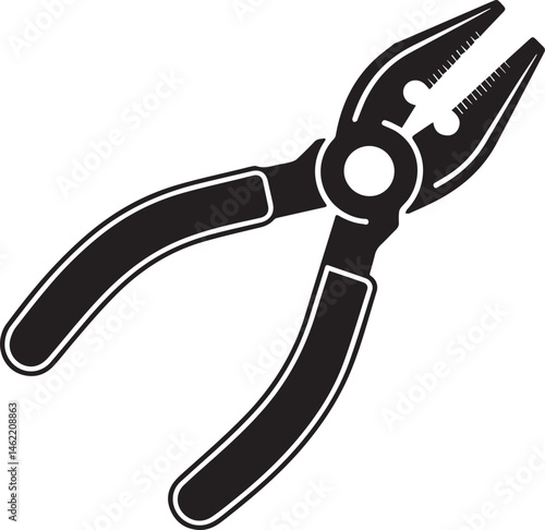Pair of Pliers Silhouette Vector | Black Vector Art Illustration for Tool and Hardware