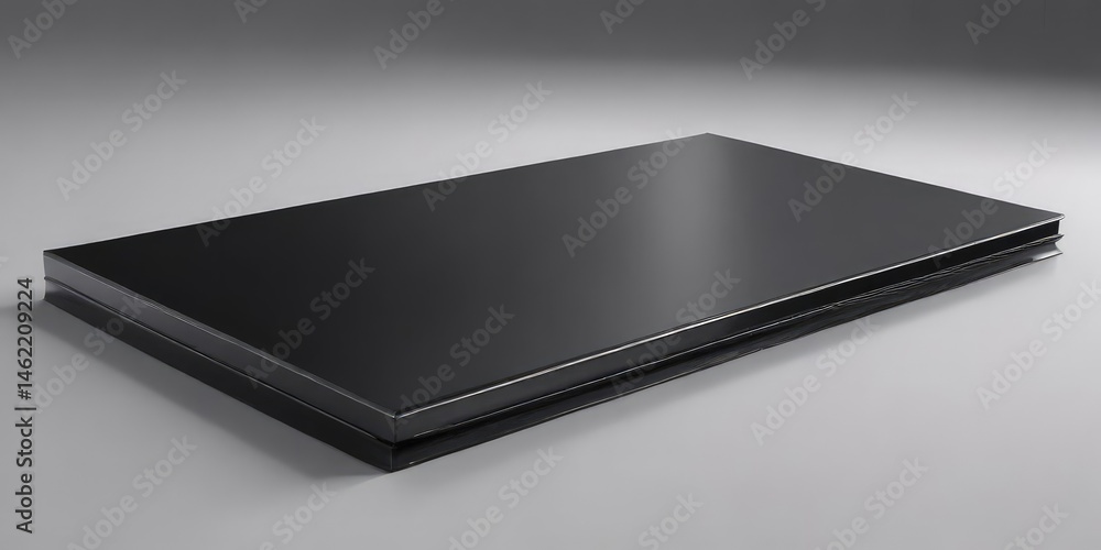 Sleek black aluminum panel, highly polished, reflective surface, metallic, monochrome Sleek black aluminum panel, highly polished, reflective surface, metallic, monochrome
