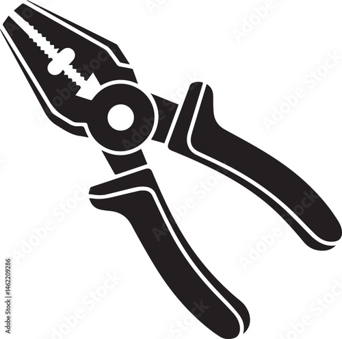 Pair of Pliers Silhouette Vector | Black Vector Art Illustration for Tool and Hardware