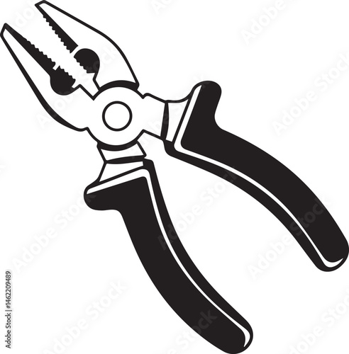Pair of Pliers Silhouette Vector | Black Vector Art Illustration for Tool and Hardware