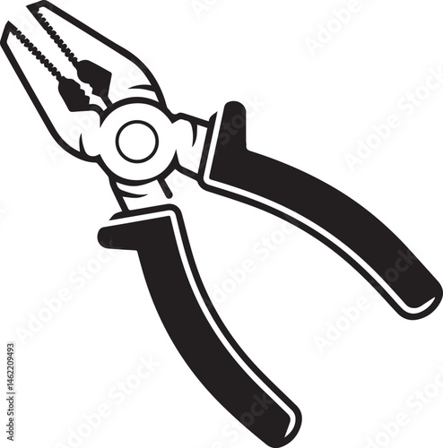 Pair of Pliers Silhouette Vector | Black Vector Art Illustration for Tool and Hardware