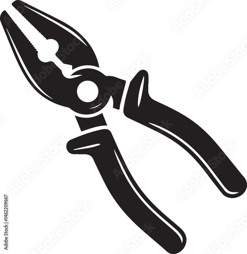 Pair of Pliers Silhouette Vector | Black Vector Art Illustration for Tool and Hardware