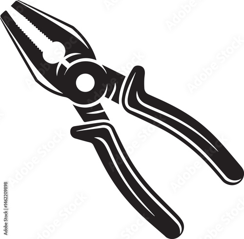 Pair of Pliers Silhouette Vector | Black Vector Art Illustration for Tool and Hardware